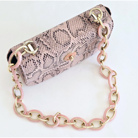 Topshop Shoulder Bag Pink Snake Print Baguette Maximalist Cocktail Party Kawaii - Picture 13 of 14